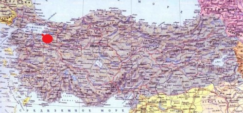 Бурса на карте Турции