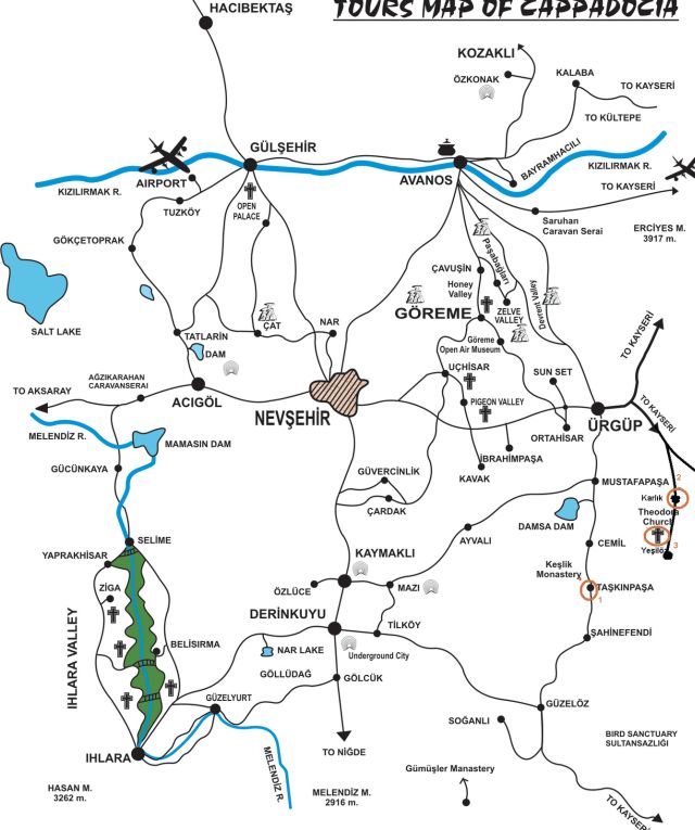 Ташкынпаша на карте Каппадокии