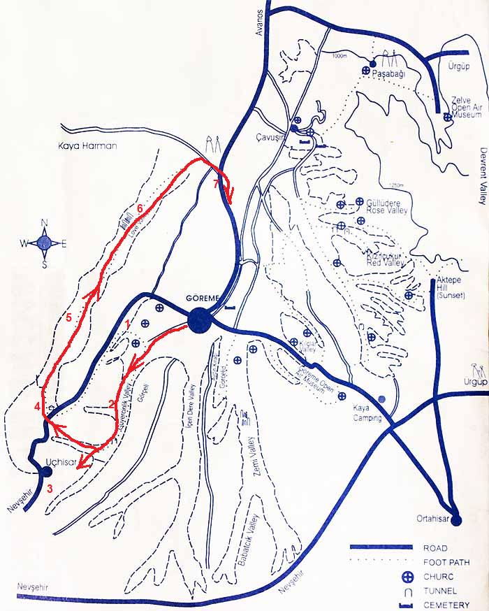 Долины Голубиная и Любви на карте Каппадокии