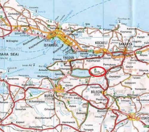 Изник на карте Турции