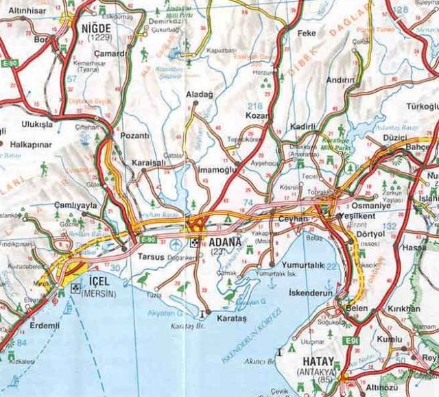 Адана на карте Турции