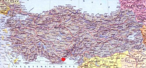 кызкалеси на карте Турции kizlalesi