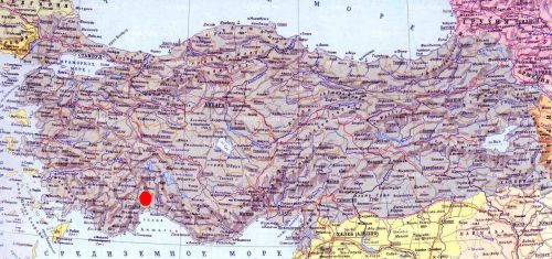 водопад Куршунлу на карте Турции