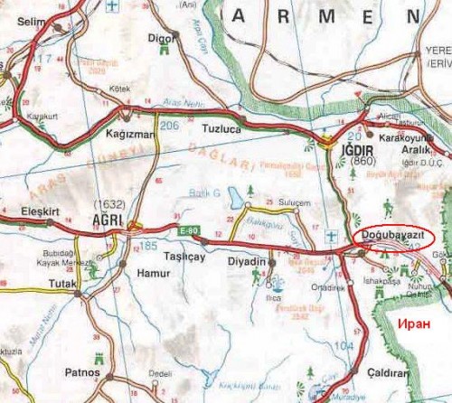 Догубаязыт на карте Турции