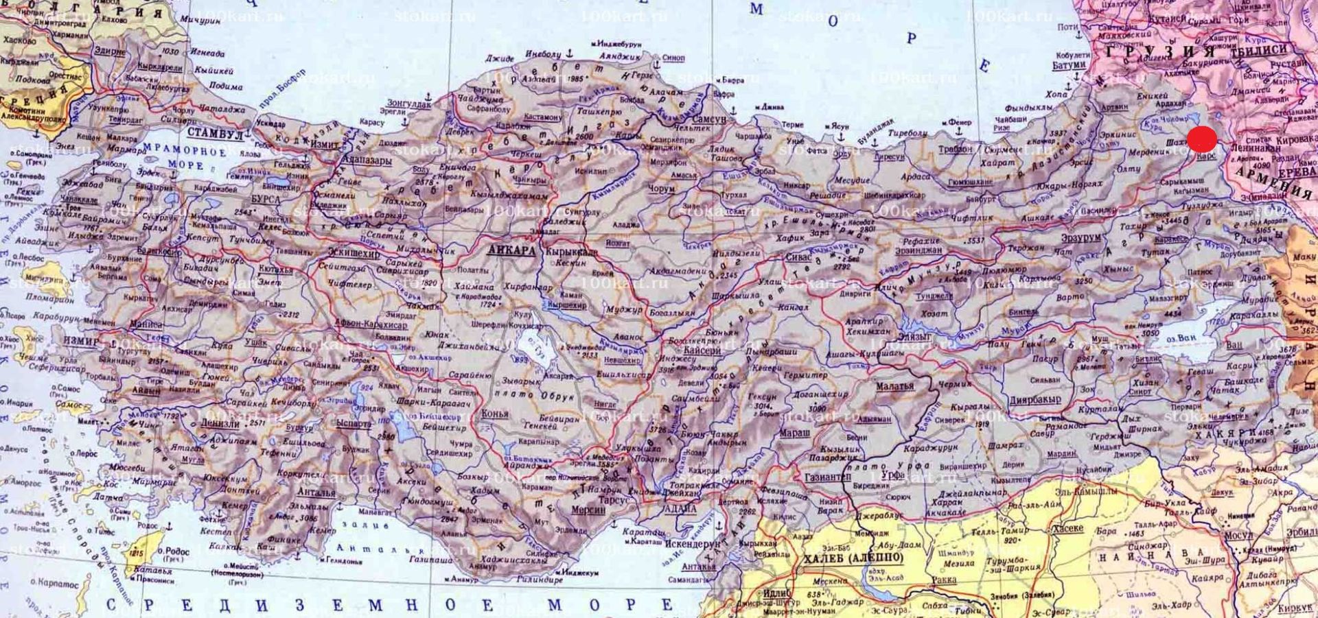 Карс на карте Турции