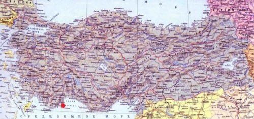 Олимпос и Чиралы на карте Турции