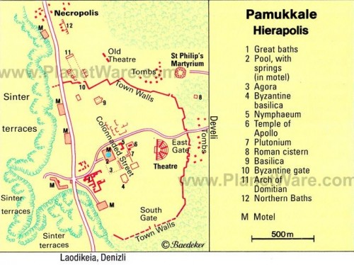 Карта Памуккале и Иераполис