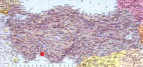Сиде side на карте Турции