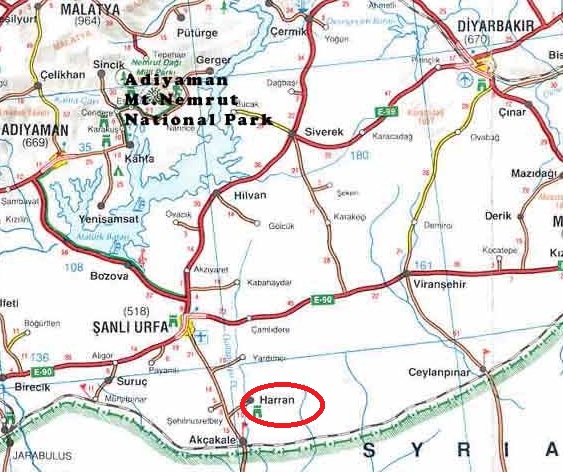 Харран на карте Турции
