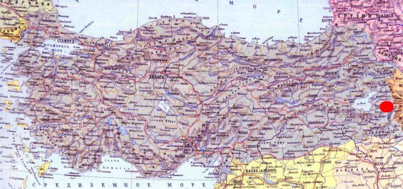 крепость Хошап на карте Турции