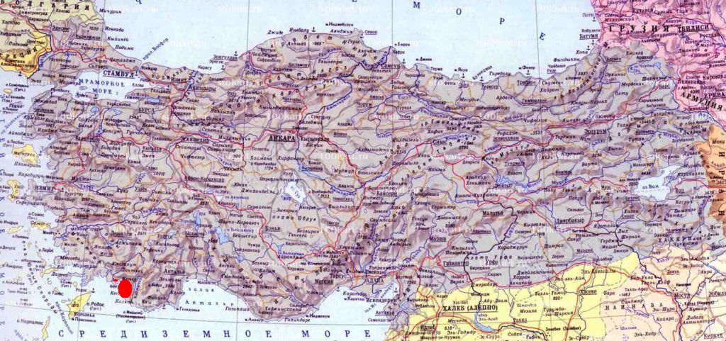 Фетхие на карте Турции