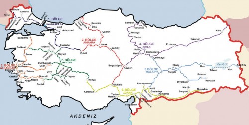 карта железной дороги Турции